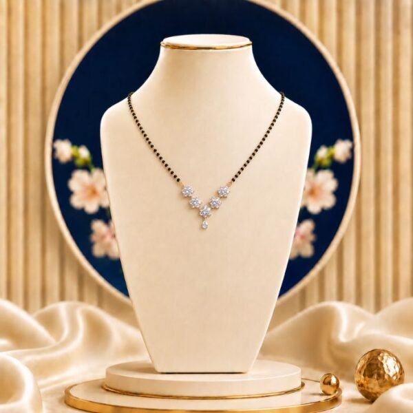 Floral Cascade Lab Grown Diamond Mangalsutra with elegant floral diamond design