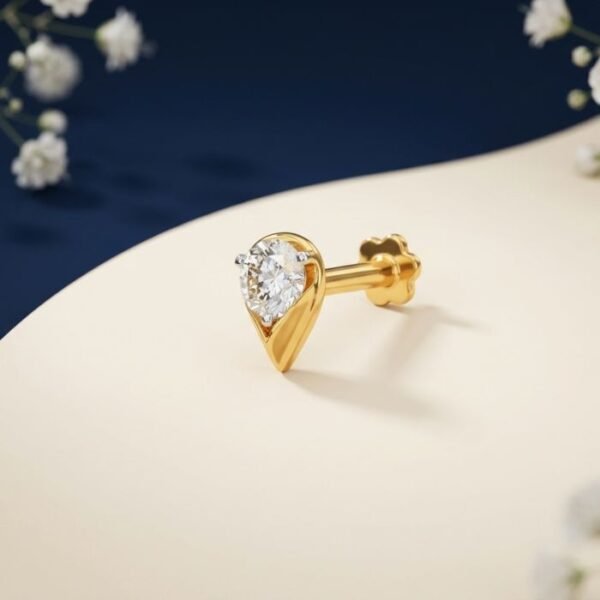 PearDrop Solitaire Lab Grown Diamond Nose Ring with elegant pear-shaped diamond design