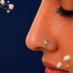 Front view of floral diamond nose ring elegant flower design