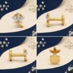 Front view of marquise leaf diamond nose pin elegant design