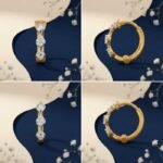 Front view of curved triple diamond nose ring elegant design
