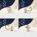 Front view of princess cut diamond nose ring square design