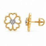 Amara floral heart lab-grown diamond stud earrings front and side view