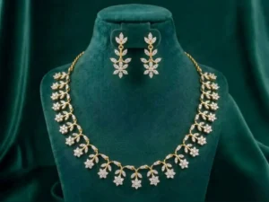 Blossom Fringe Diamond Set featuring delicate floral blossom motifs with elegant fringe detailing adorned with sparkling lab-grown diamonds and matching earrings.