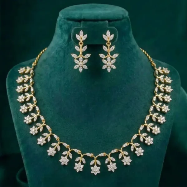 Blossom Fringe Diamond Set featuring delicate floral blossom motifs with elegant fringe detailing adorned with sparkling lab-grown diamonds and matching earrings.