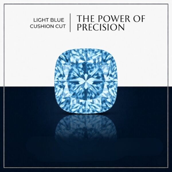 Premium macro view of a loose brilliant cushion cut lab grown diamond resting on a neutral professional background, showcasing soft rounded corners.