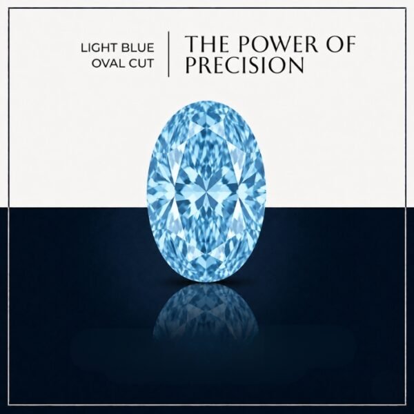 Premium macro view of a loose brilliant oval cut lab grown diamond resting on a neutral professional background, showcasing perfect symmetrical curves.