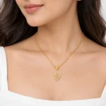 Stunning Double Heart Diamond Pendant in 18K Gold for Women – Dazzling Sparkle & Timeless Elegance - Image 2