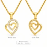 Stunning Double Heart Diamond Pendant in 18K Gold for Women – Dazzling Sparkle & Timeless Elegance - Image 3