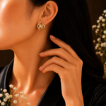 Fleur 14K Gold Floral Stud Earrings with Certified Lab-Grown Diamonds - Image 3
