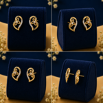 Gold Heart Diamond Studs with Floral Motif | 14k Lab-Grown Gold Earrings - Image 2