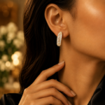 Gold Double Row Hoops with Lab-Grown Diamonds | 14k Custom Huggie Earrings - Image 3