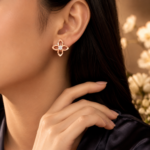 Gold Flower Diamond Studs with 4-Petal Cluster | 14k Lab-Grown Floral Earrings - Image 3