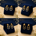 Celeste Double Layered Teardrop Lab-Grown Diamond Earrings in 18K Gold - Image 2