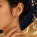Vanguard 3D Geometric Triangle Stud Earrings in 18K Gold - Image 3
