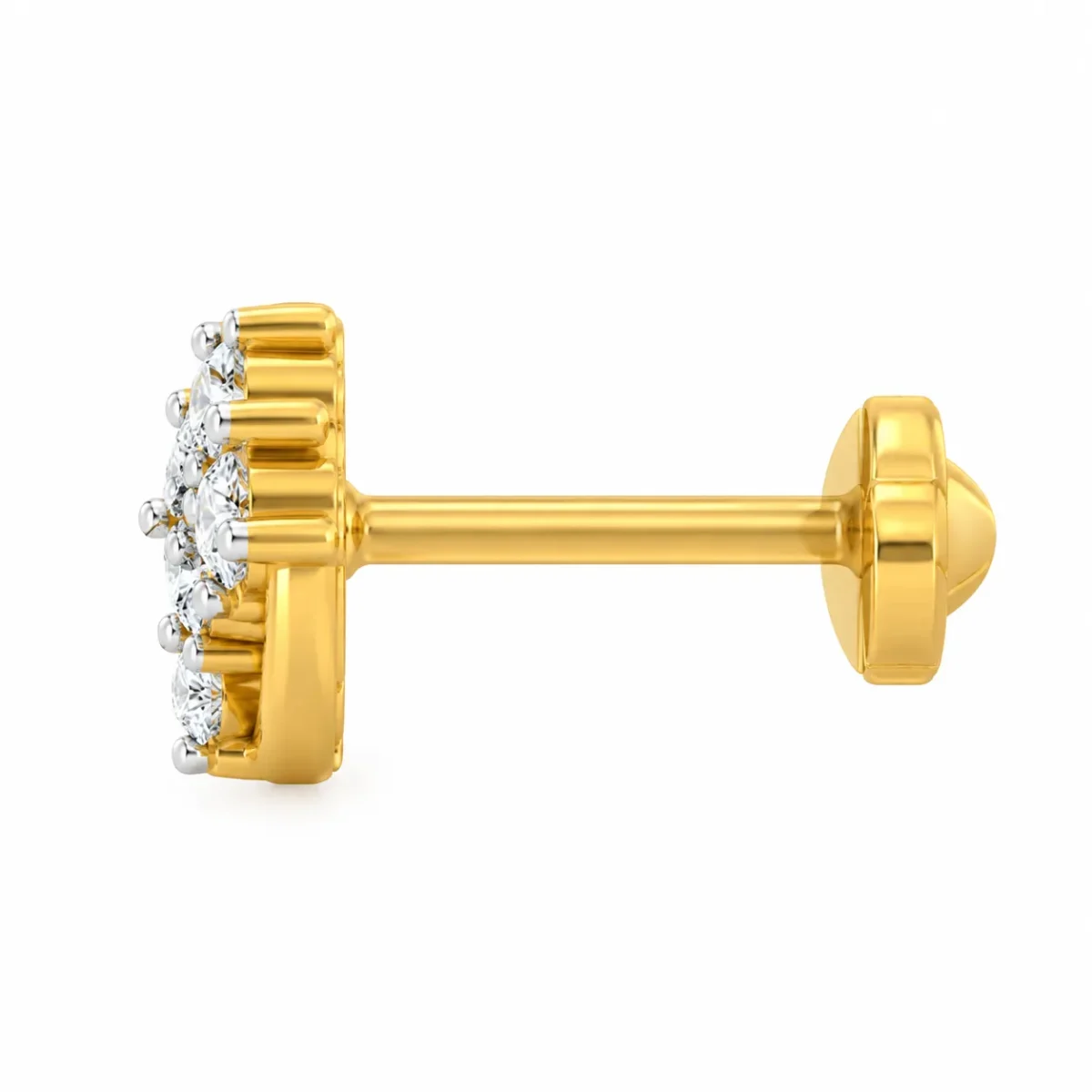 Diamond Vine Lab Grown Diamond Nose Pin Side View