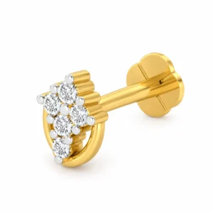 Diamond Vine Lab Grown Diamond Nose Pin Angled View