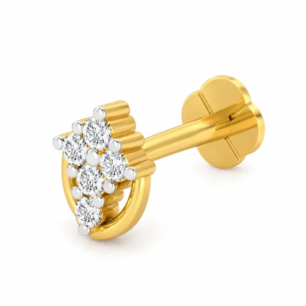 Diamond Vine Lab Grown Diamond Nose Pin Angled View
