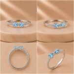 Double Pear Blue Topaz Pavé White Gold Ring - Image 2