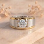 Dual Tone Diamond Band featuring a stylish two-tone metal design adorned with sparkling lab-grown diamonds and a sleek modern finish.