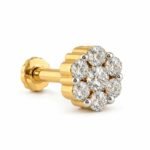 Elegant Everyday Gold Nose Pin with Lab Grown Diamonds – Side View