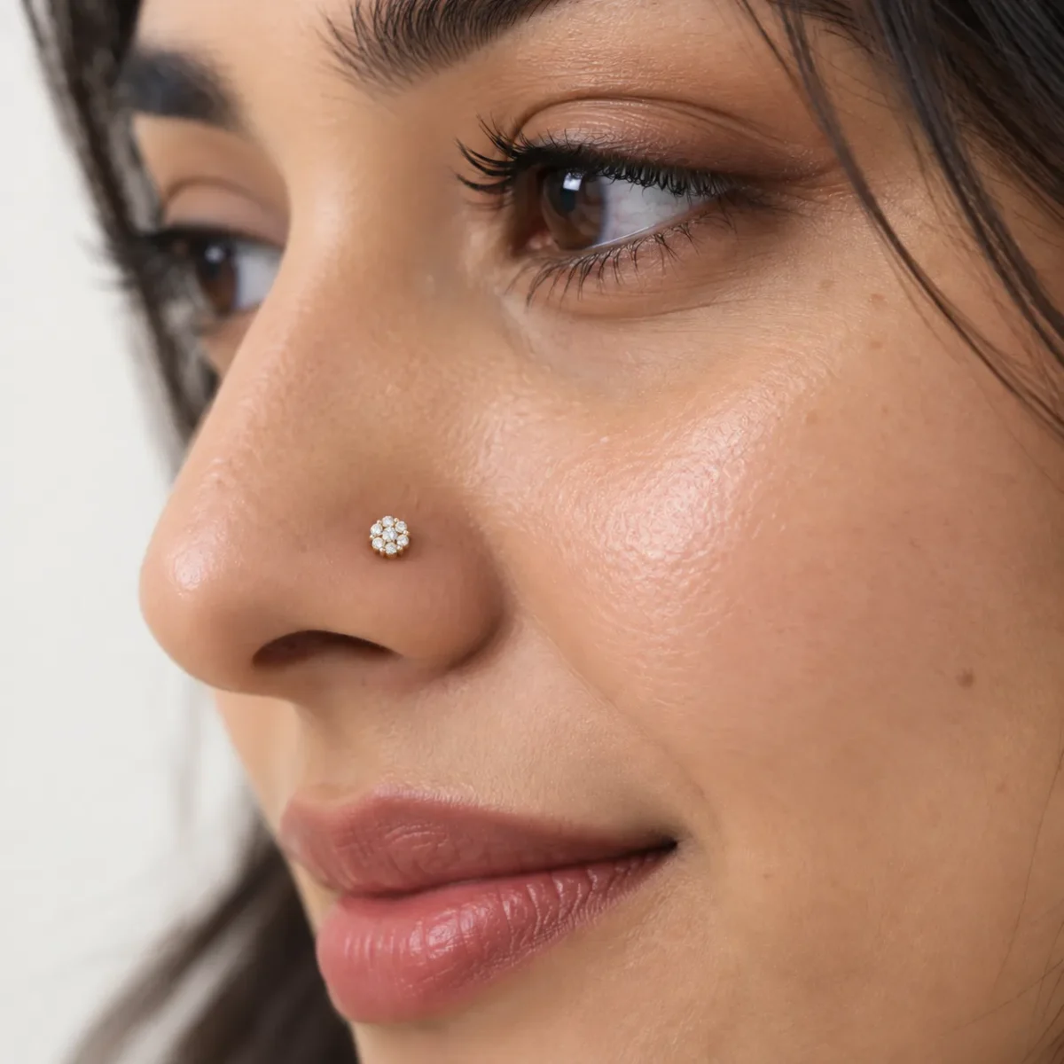 Elegant Everyday Lab Grown Diamond Nose Pin for Women on Model