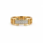 Royal Grid Lab Grown Diamond Men’s Ring in Yellow Gold Front View