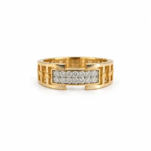 Royal Grid Lab Grown Diamond Men’s Ring in Yellow Gold Front View