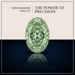 Loose green oval cut lab grown diamond showcasing vivid green color clarity and brilliant facet structure on a clean studio background.