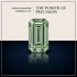 Loose green emerald cut lab grown diamond showcasing vivid green color clarity and elegant step cut facet structure on a clean studio background.