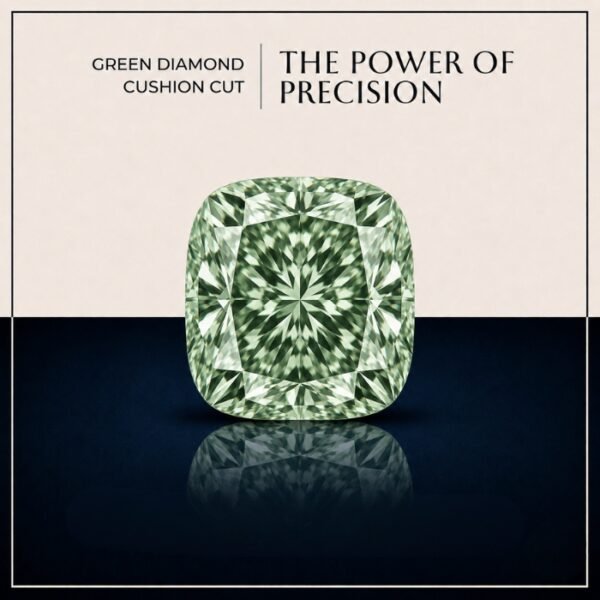 Loose Green Cushion Cut Lab Grown Diamond with Brilliant Sparkle