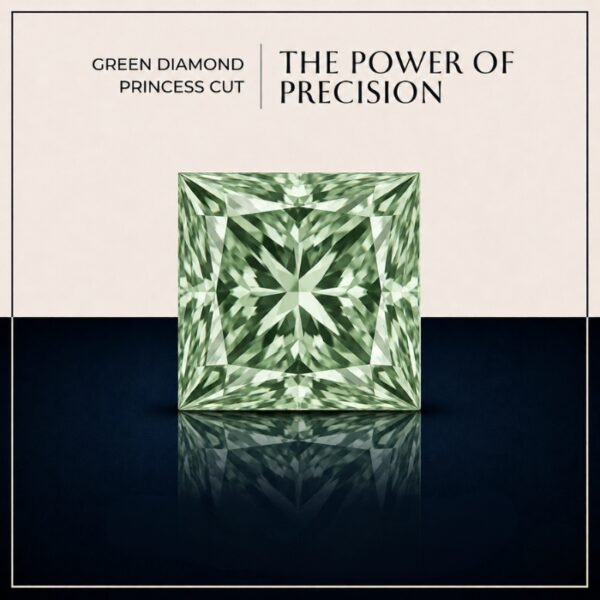 Loose Green Princess Cut Lab Grown Diamond with Brilliant Sparkle