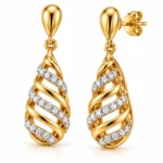 18K Gold Lab Certified Spiral Diamond Drop Earrings for Women - Image 2