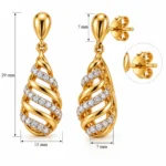 18K Gold Lab Certified Spiral Diamond Drop Earrings for Women - Image 3
