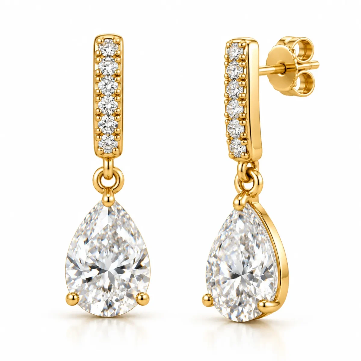 Pear Cut Lab Grown Diamond Drop Earrings for Women 1.40 Carat