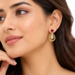 18K Gold Lab Certified Ruby & Lab Grown Diamond Drop Earrings For Women - Image 4