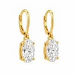 18K Gold Lab Grown Oval Cut Diamond Drop Earrings for Women - Image 2