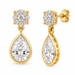 18K Gold Lab Certified Pear Cut Diamond Drop Earrings for Women - Image 2