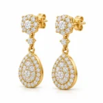 18K Gold Lab Certified Pear Shape Diamond Dangle Earrings for Women - Image 2