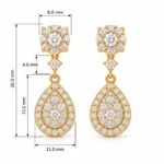 18K Gold Lab Certified Pear Shape Diamond Dangle Earrings for Women - Image 3