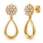 18K Gold Lab Certified Floral Marquise Diamond Drop Earrings for Women - Image 2