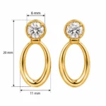 18K Gold Round Cut Lab Certified Diamond Oval Drop Earrings for Women - Image 3