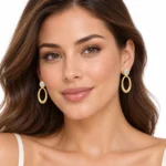 18K Gold Round Cut Lab Certified Diamond Oval Drop Earrings for Women - Image 4