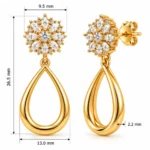 18K Gold Lab Certified Floral Marquise Diamond Drop Earrings for Women - Image 3