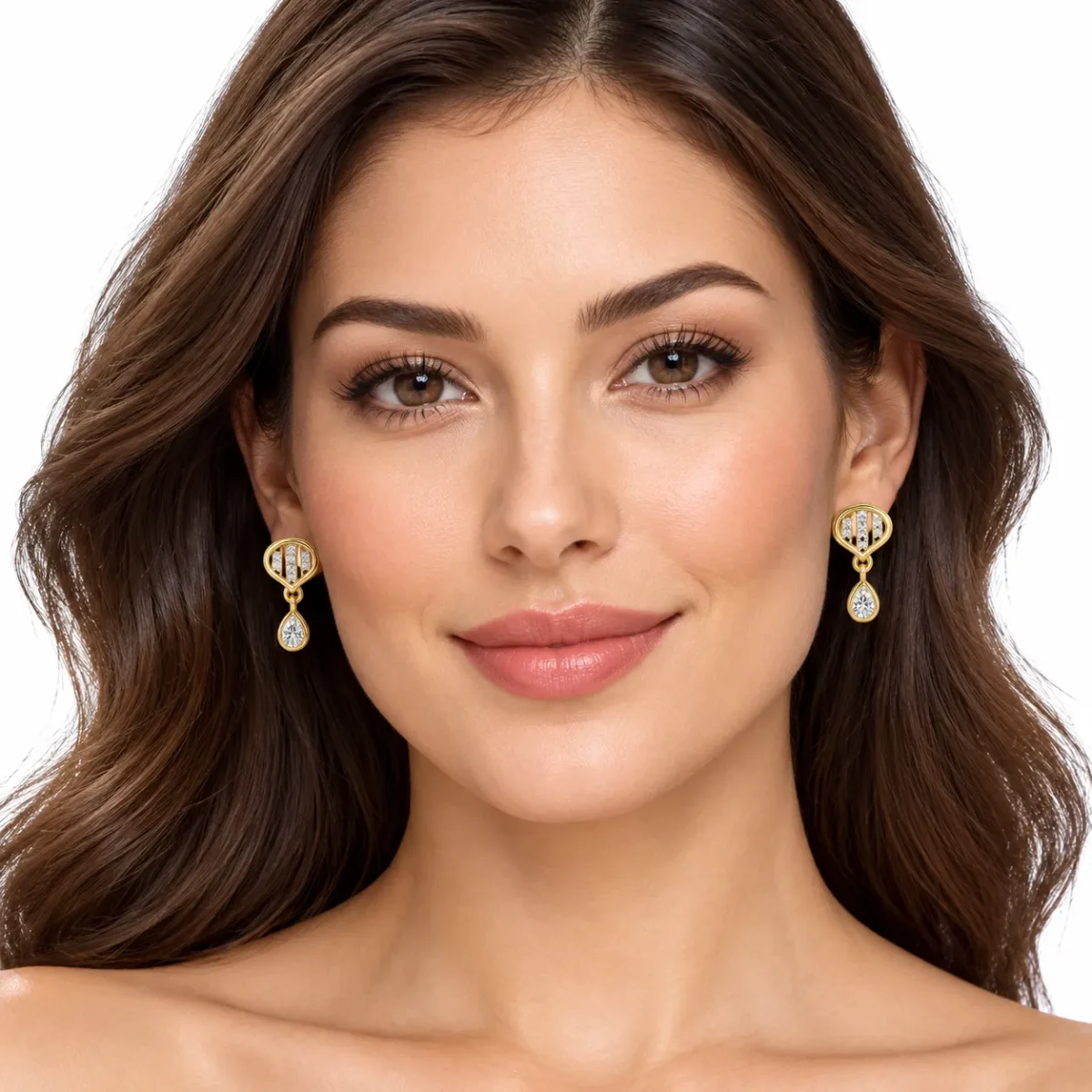 18K Gold Pear Shape Lab Grown Diamond Drop Earrings for Women - Image 4