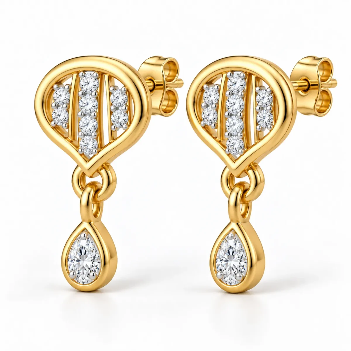 18K Gold Pear Shape Lab Grown Diamond Drop Earrings for Women - Image 2