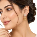18K Gold Lab Certified Floral Marquise Diamond Drop Earrings for Women - Image 4