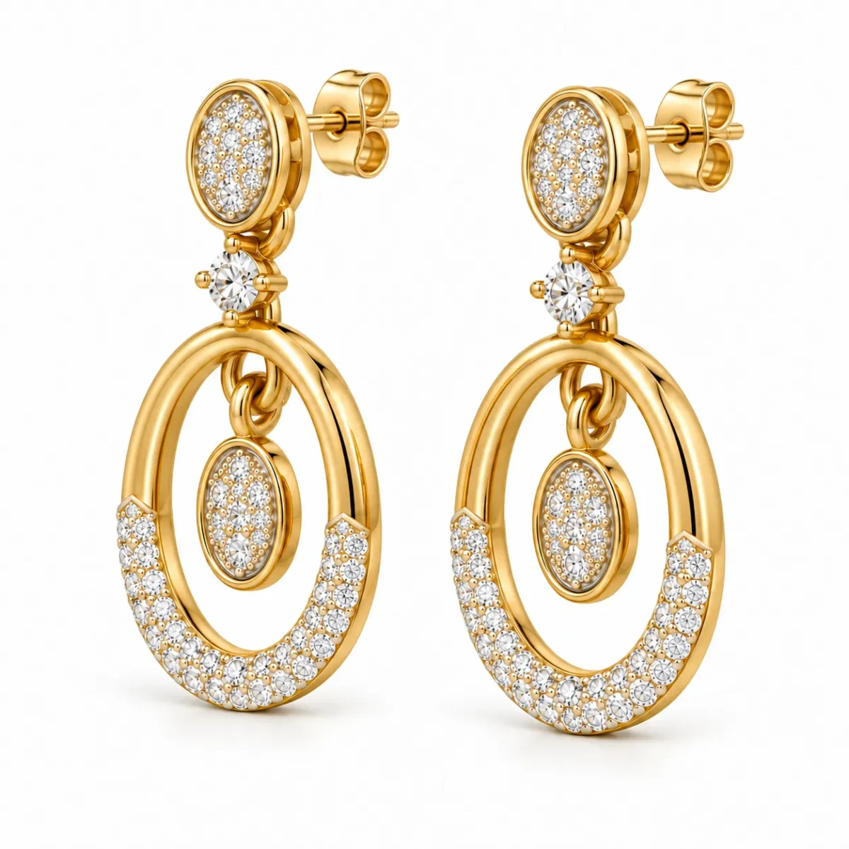 18K Gold Lab Grown Diamond Oval Drop Earrings for Women - Image 2