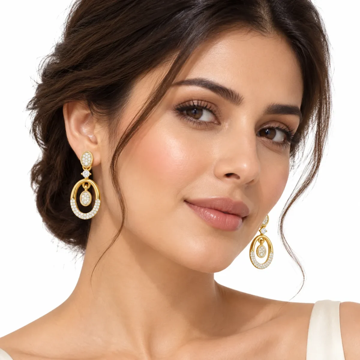 18K Gold Lab Grown Diamond Oval Drop Earrings for Women - Image 4