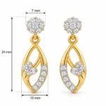 18K Gold Lab Certified Round Cut Floral Leaf Earrings for Women - Image 3